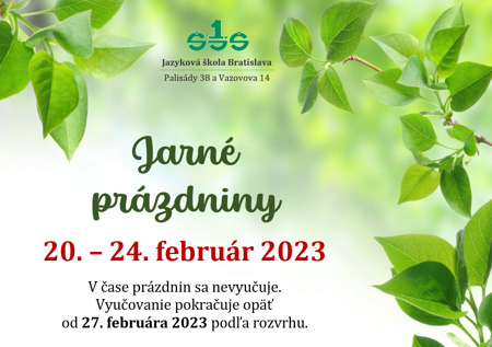 Jarné prázdniny 20. - 24. 2. 2023