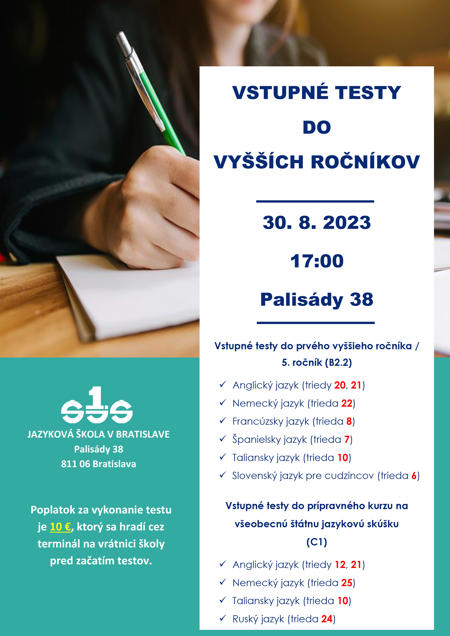 Vstupné testy do vyšších ročníkov