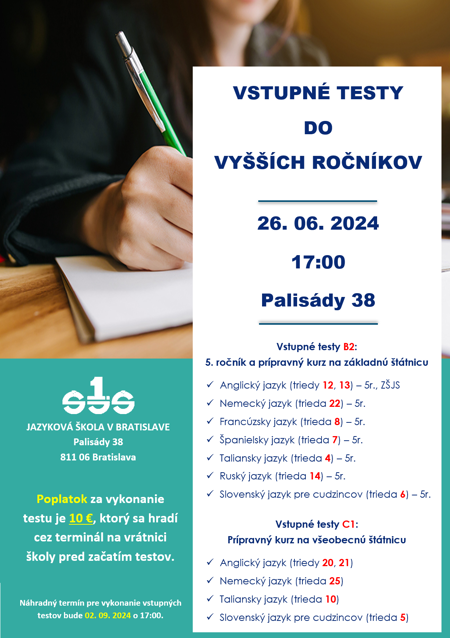 Vstupné testy do vyšších ročníkov